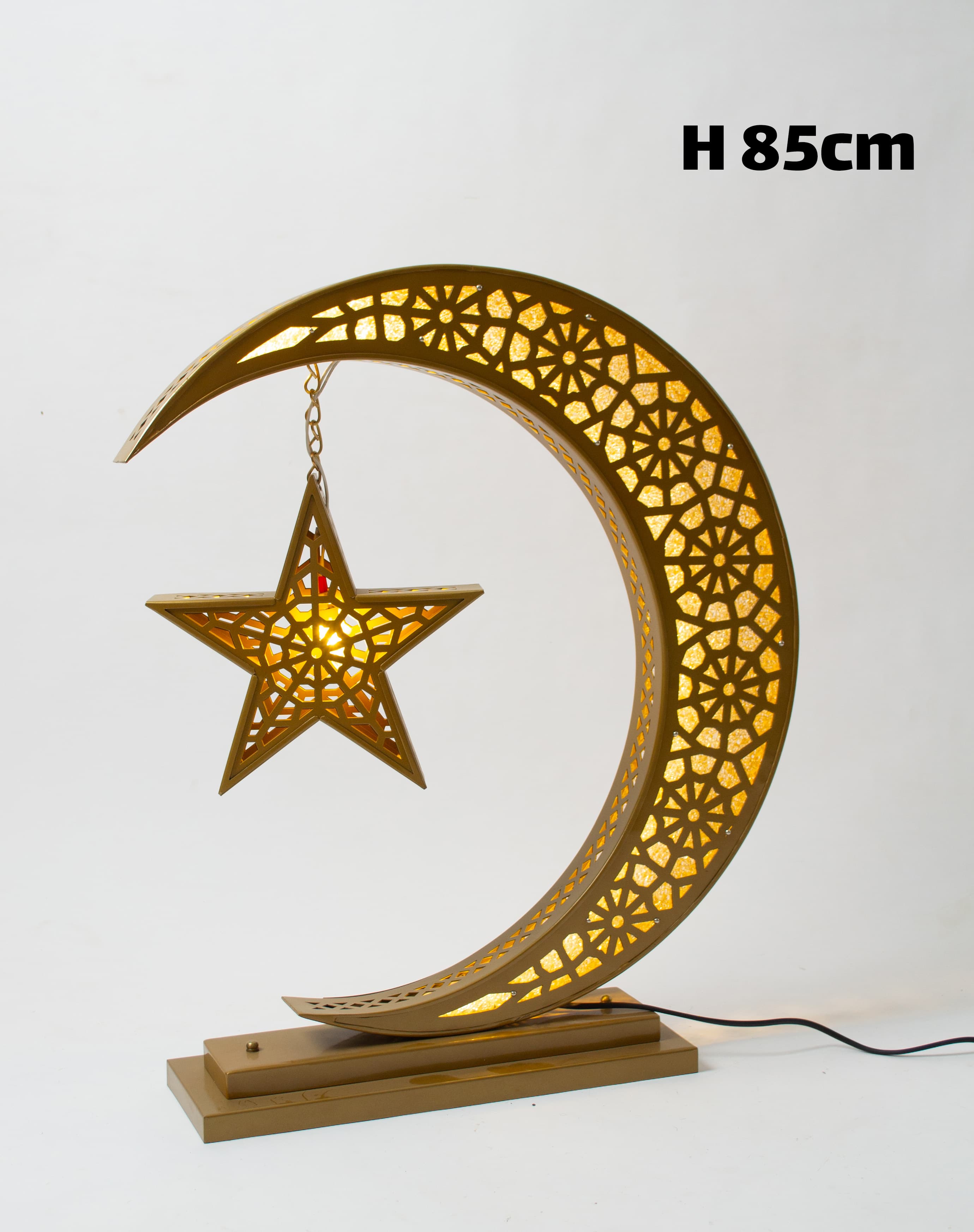 Crescent Star Lantern, 1 Light, Metal, 85×45cm - Gold